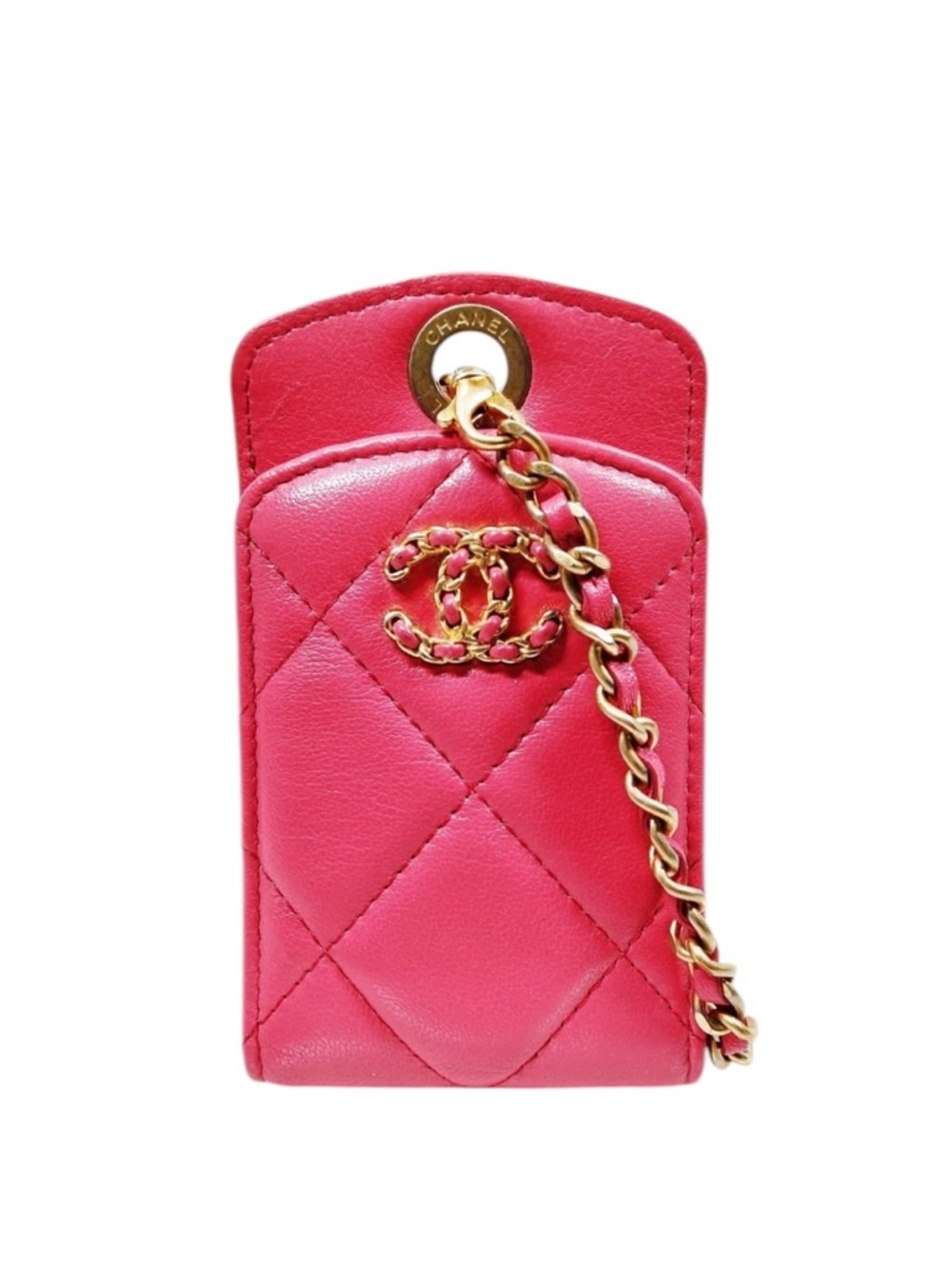 ✨🛍️ Chanel 19 Pink Quilted Lambskin Leather Card Case/Wristlet